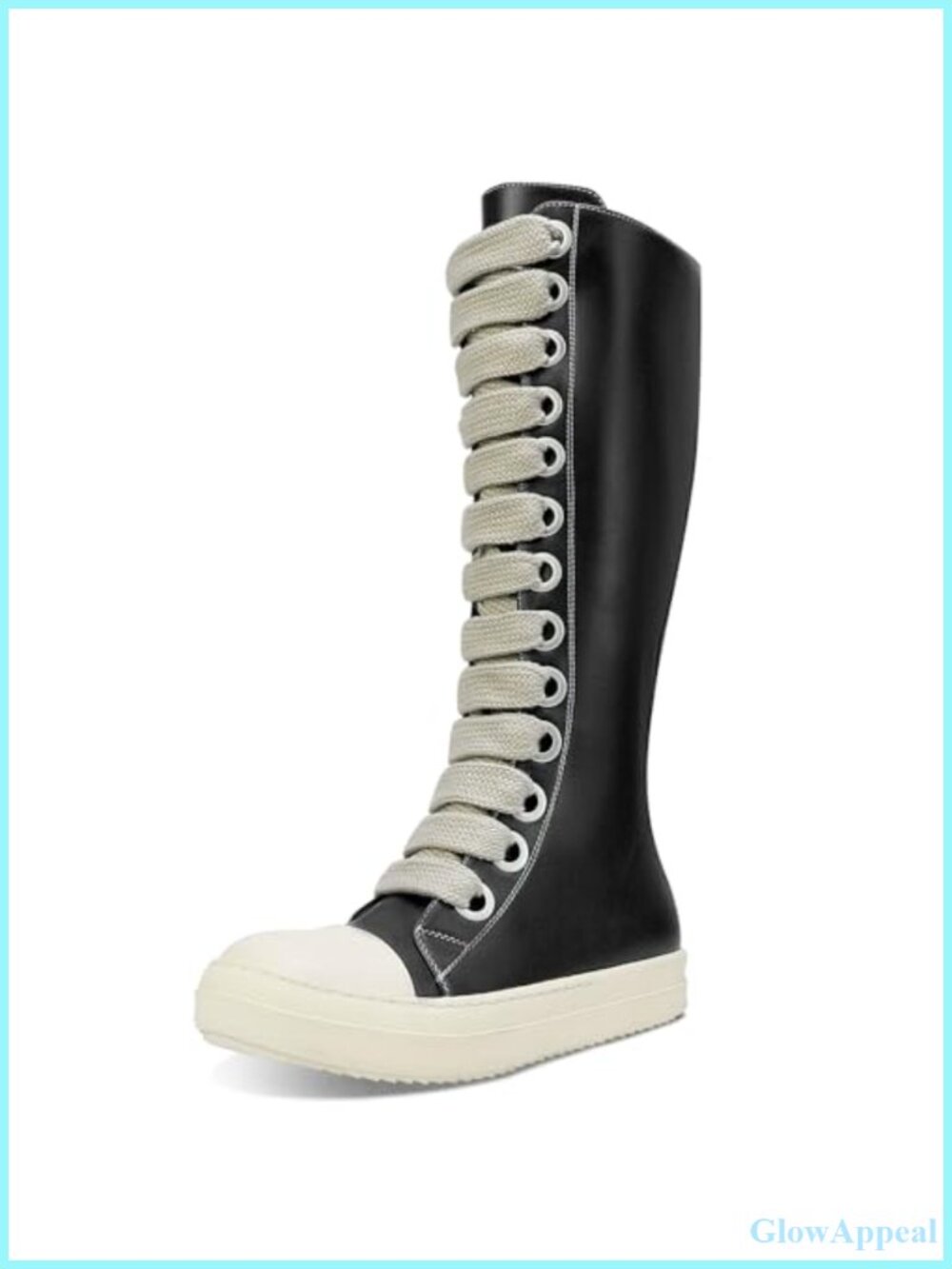 Womens Knee-High Platform Boots Faux Leather Chunky Sole Comfort Zipper